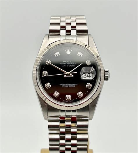 rolex datejust corona brillanti|Rolex Datejust 36mm Quadrante Nero con Brillanti FULL SET .